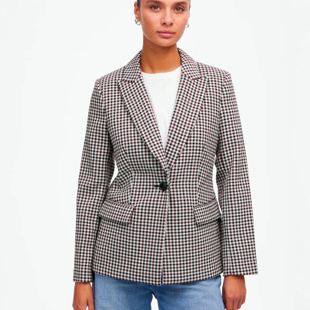 Madewell The Alston Gingham Blazer Aroma 6 New  $236